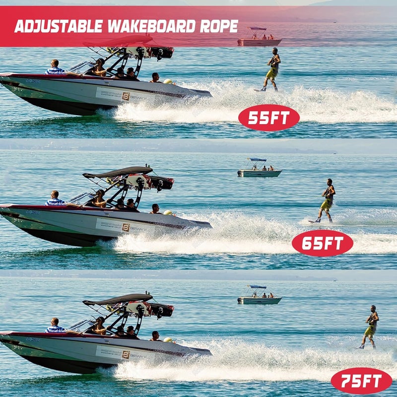 ASVAEVAS 75FT Wakeboard Rope and Handle, No Stretch Dyneema Wakeboard Tow Rope, 4 Sections Floating Water Ski Ropes for Wakeboarding, Waterskiing, Kneeboarding and Wakesurfing - Image 5